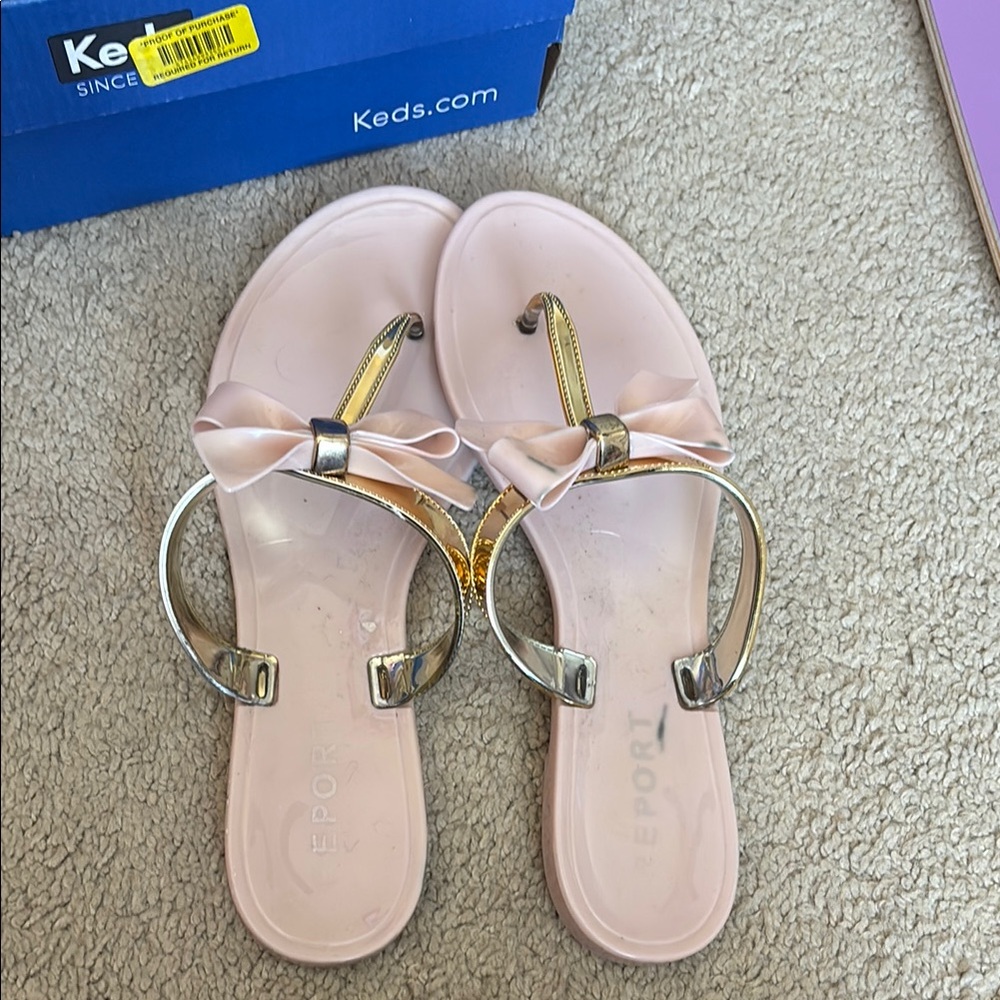 Pink and Silver Sandals with Metallic Straps